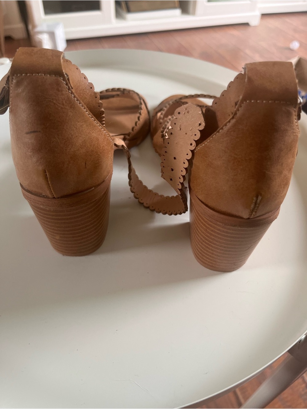 Sole Society Brown Scalloped Strap Wedge Sandals - Picture 2 of 3